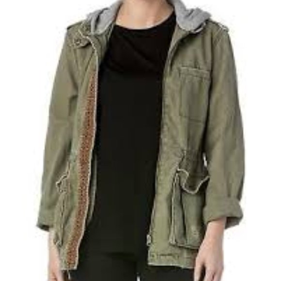 Miss Me Jackets & Blazers - Miss Me Olive Hooded Utility Anorak Jacket NWT $74